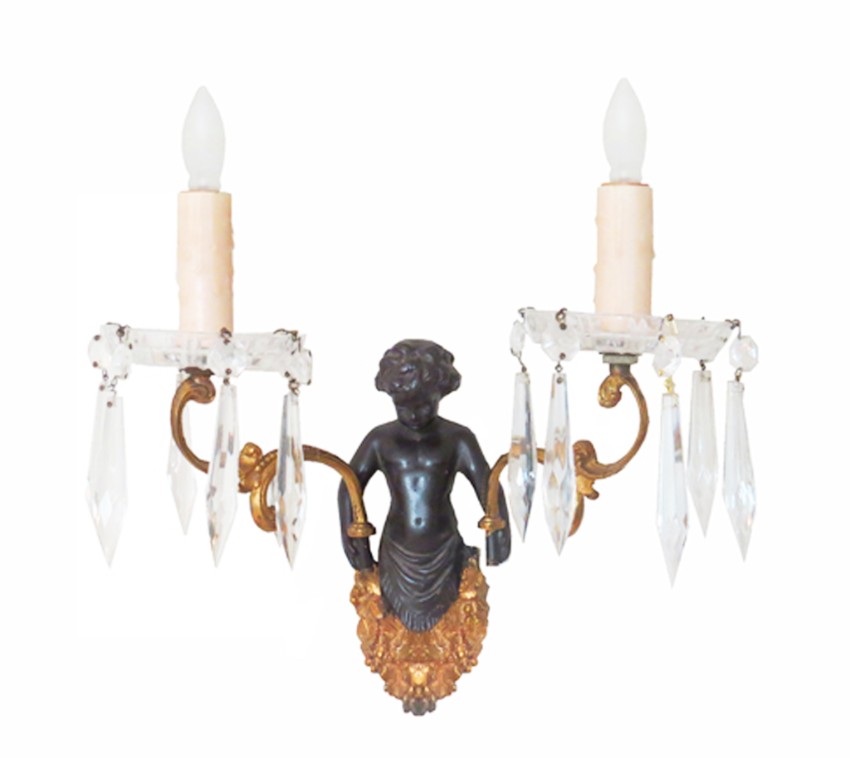 Pair French Empire Bronze Candle Sconces